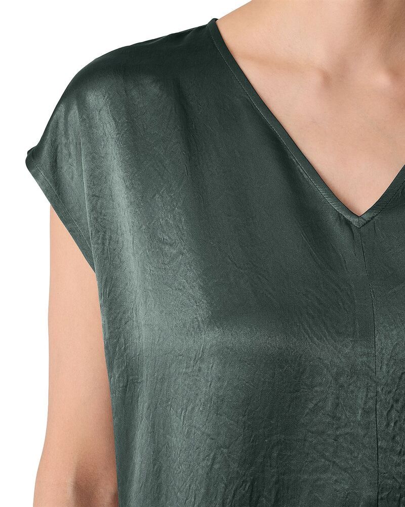 エイリーンフィッシャー レディース トップス ワンピース Vネック ミディ サテン キャップ Eileen Fisher Satin V Neck Cap Sleeve Midi Dress Everglade