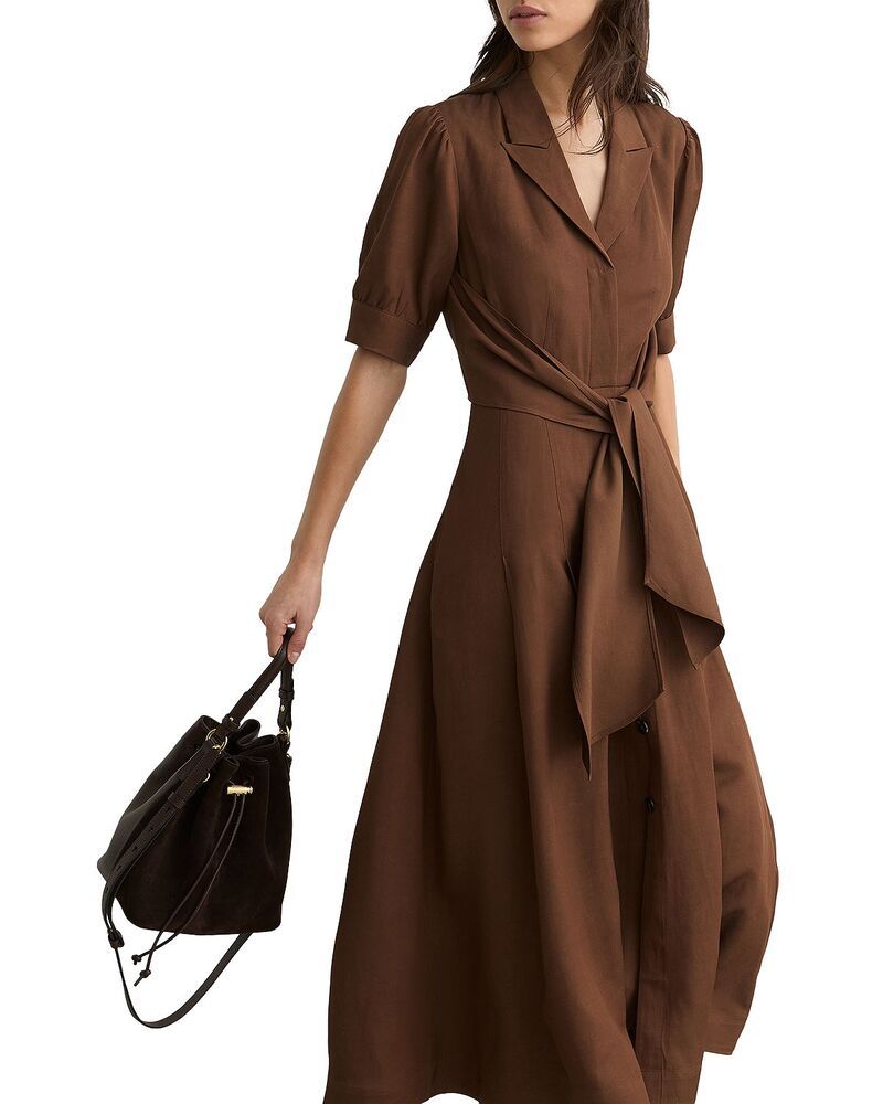 レイス レディース トップス ワンピース REISS Tessera Button Front Dress Rust Orange オレンジ レイス レディース トップス ワンピース REISS Tessera Button Front Dress Rust Orange オレンジ