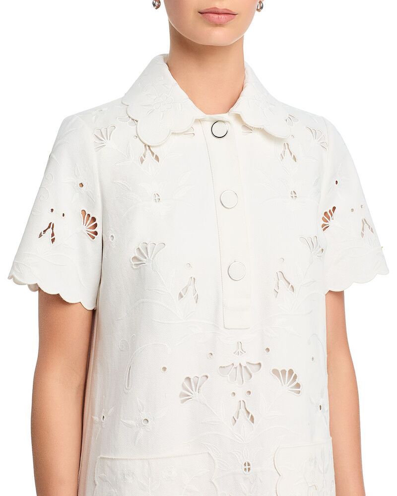 エリータハリ レディース トップス ワンピース 刺繍 Elie Tahari Marianna Embroideredressky White ホワイト