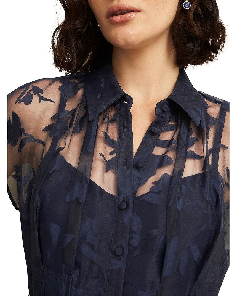 ホッブスロンドン レディース トップス ワンピース フラワー柄 プチ フラワー HOBBS LONDON Petitess Burnout Floral Dress Midnight Navy ネイビー