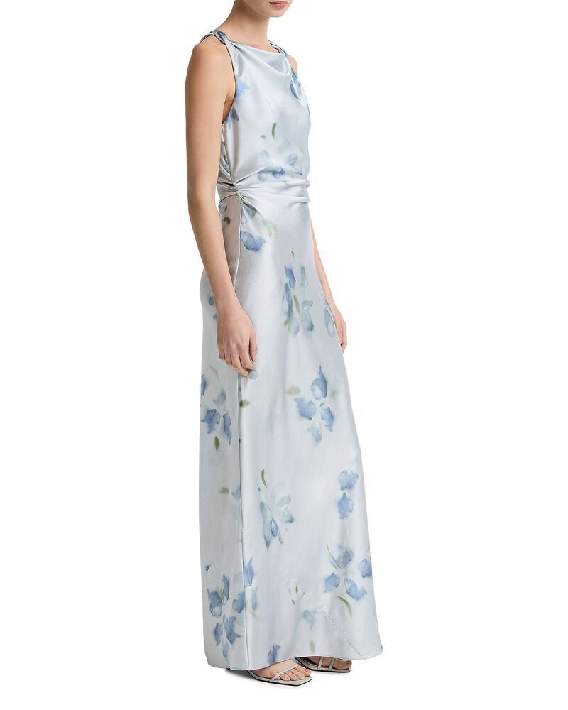 ヴィンス レディース トップス ワンピース Vince Petal Blur Twist Shoulder Dressoft Grey グレー
