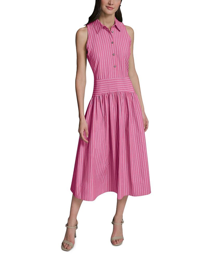 カール ラガーフェルド レディース トップス ワンピース シャツ KARLAGERFELD PARIShirt Dress Fuchsia Soft White ホワイト