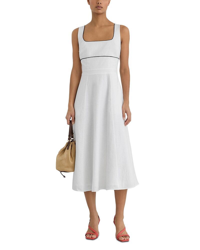 レイス レディース トップス ワンピース コントラスト リネン REISS Dorothea Contrastrim Linen Dress Ivory アイボリー
