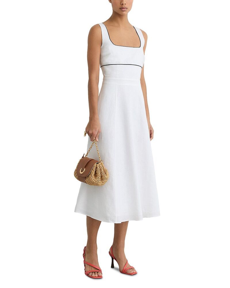 レイス レディース トップス ワンピース コントラスト リネン REISS Dorothea Contrastrim Linen Dress Ivory アイボリー レイス レディース トップス ワンピース コントラスト リネン REISS Dorothea Contrastrim Linen Dress Ivory アイボリー
