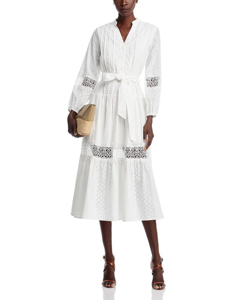 エリアスターズ レディース トップス ワンピース Area Stars Eyelet Border Dress White ホワイト