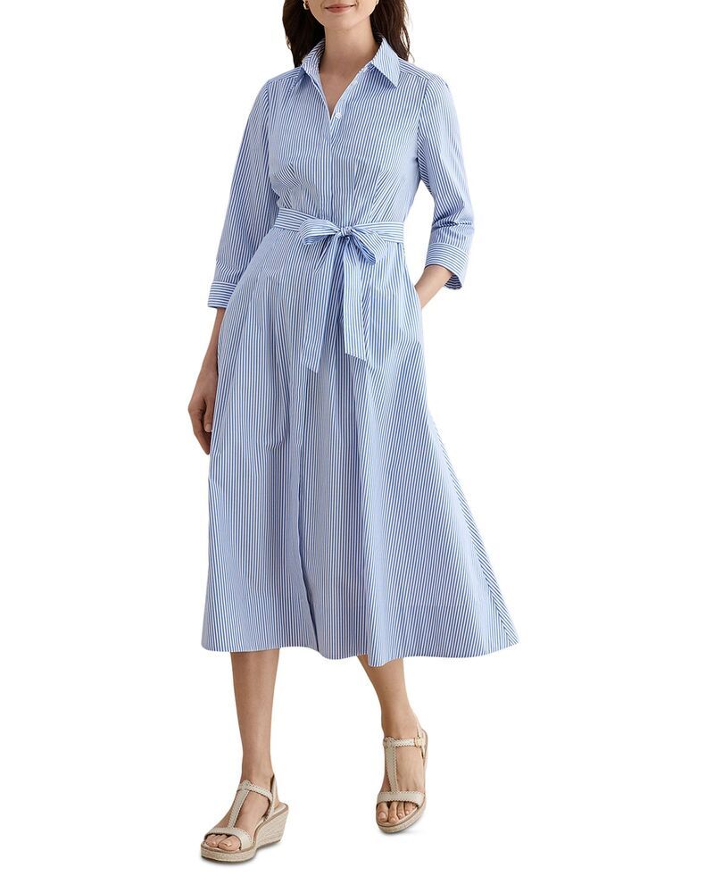 ホッブスロンドン レディース トップス シャツ プチ HOBBS LONDON Petite Jane Shirtdress Blue Ivory アイボリー
