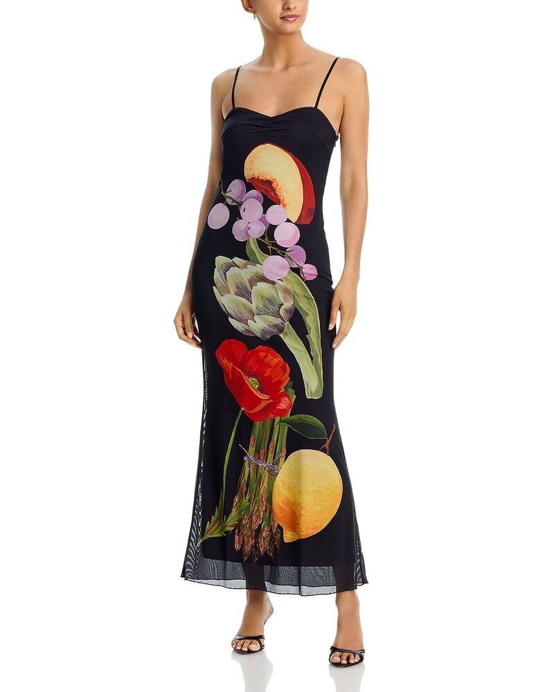 アクア レディース トップス ワンピース メッシュ マキシ AQUA Mesh Maxi Dress Exclusive Black Floral ブラック