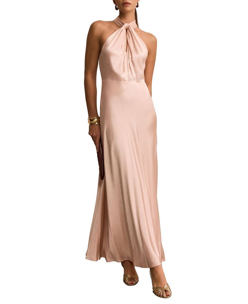 ミルトンベルベット レディース トップス ワンピース サテン マキシ ホルター Mint Velvet Womensatin Halter Maxi Dress Light Pink ピンク 58,740円