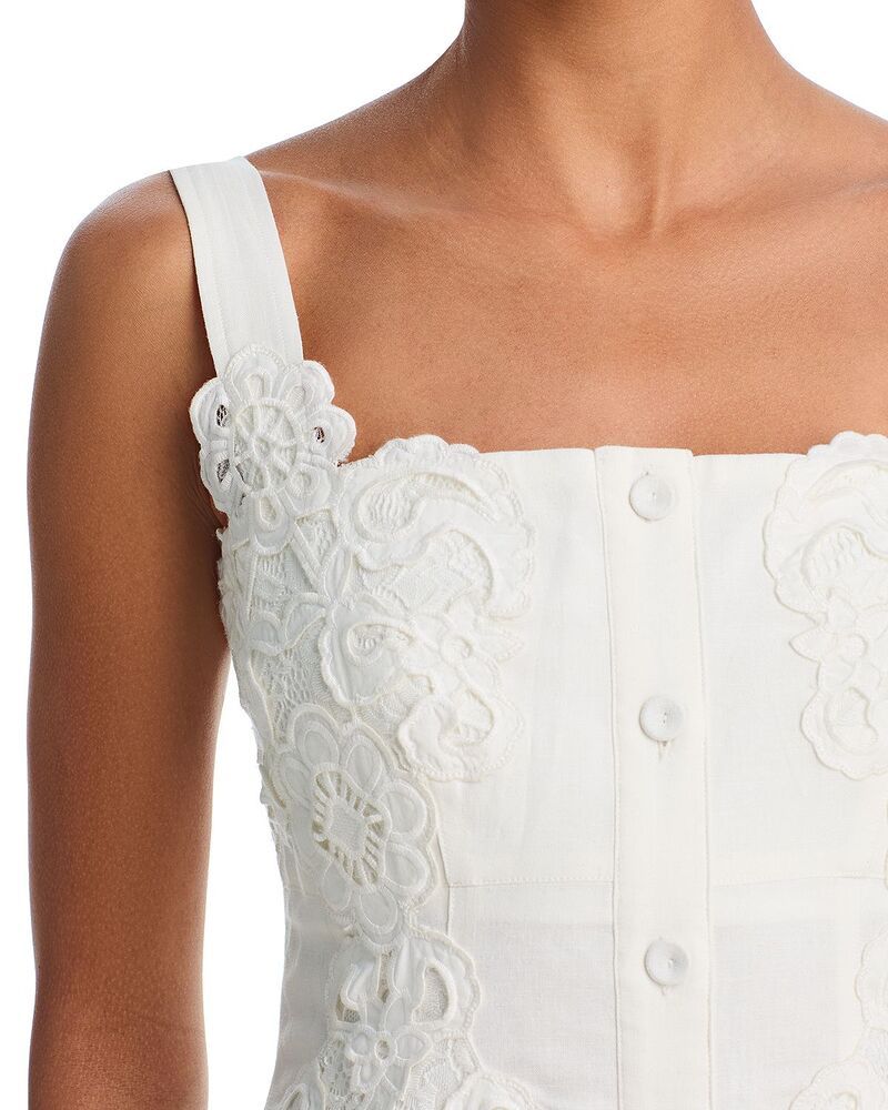 アクア レディース トップス ワンピース ミディ レース AQUA Lace Appliqu Midi Dress Exclusive White ホワイト