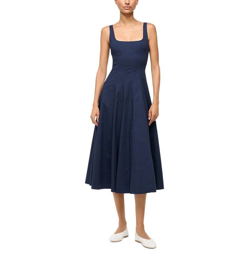 スタウド レディース トップス ワンピース STAUD The Wells Dress Navy ネイビー
