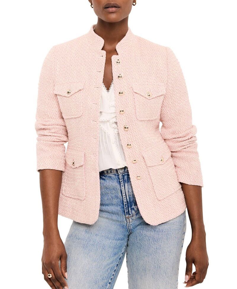 ミルトンベルベット レディース アウター ジャケット・ブルゾン コットン Mint Velvet Womens Cotton Blend Boucle Jacket Light Pink ピンク