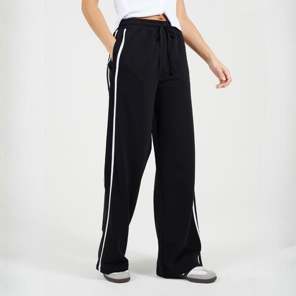 ブレーブソウル レディース ボトムス カジュアルパンツ ワイドレッグ Brave Soul BS Womens Wide Leg Jogger with Side Stripe Detail BlackWhite ホワイト