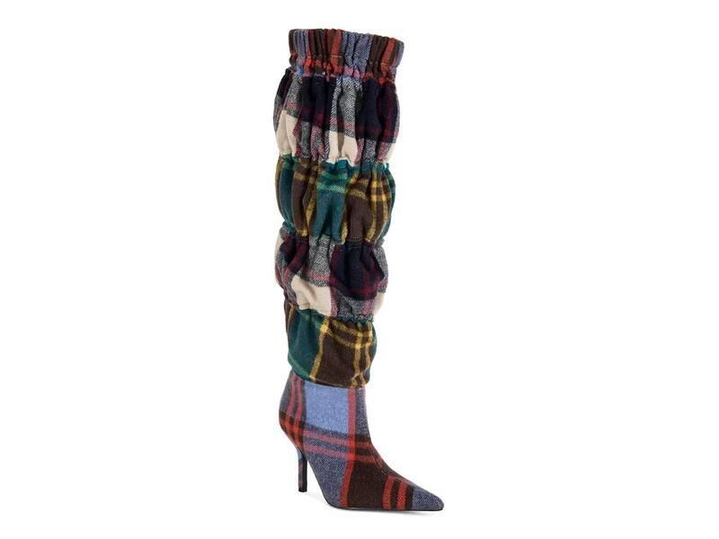 アザレア ワン レディース シューズ ブーツ・レインブーツ Azalea WangElodie OvertheKnee Boot GreyMulticolor Plaid グレー