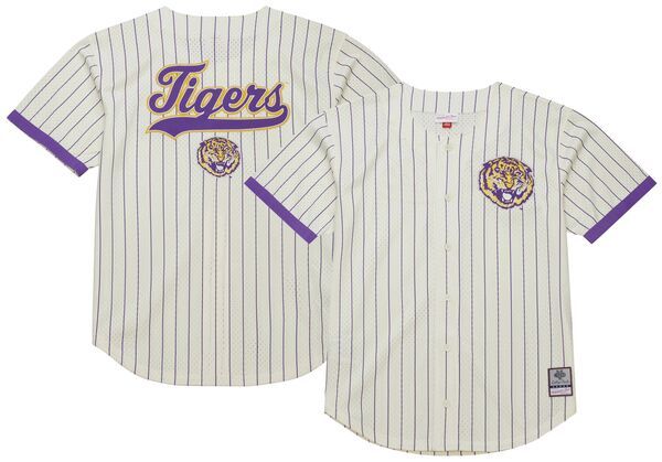 ミッチェルネス メンズ トップス シャツ メッシュ ジャージー Mitchell Ness Mens LSU Tigers Cream Button Front On Campus Mesh Jersey NoColor クリーム 18,706円