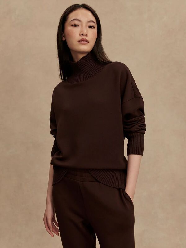 バーレイ レディース アウター パーカー・スウェット ハイネック シャツ Varley Womens Barker High Neck Sweatshirt Coffee Bean コーヒー