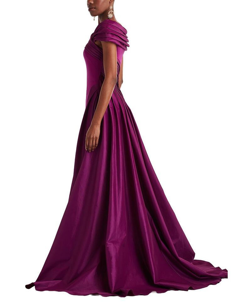 タダシショージ レディース トップス ワンピース ドレープ コントラスト Tadashi Shoji Blanka Draped Contrastaffeta Ball Gown Magenta マゼンタ