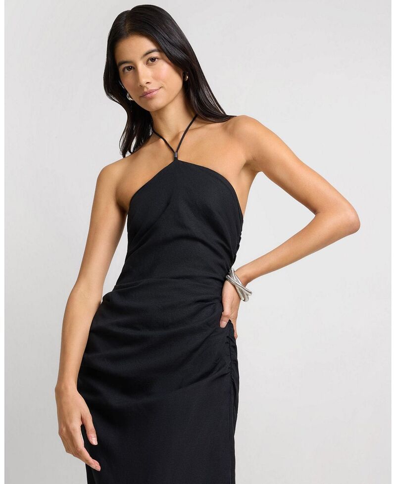 オニア レディース トップス ワンピース ギャザー リネン ホルター Oniair Linen Ruched Halter Dress Black ブラック オニア レディース トップス ワンピース ギャザー リネン ホルター Oniair Linen Ruched Halter Dress Black ブラック