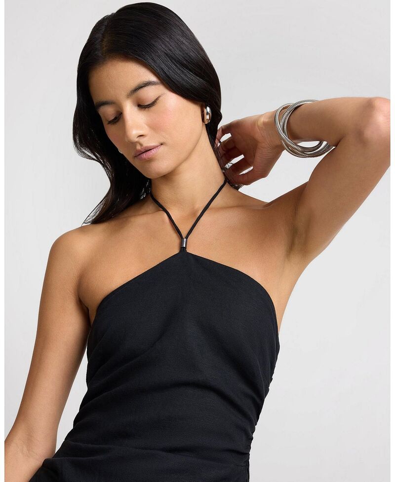 オニア レディース トップス ワンピース ギャザー リネン ホルター Oniair Linen Ruched Halter Dress Black ブラック オニア レディース トップス ワンピース ギャザー リネン ホルター Oniair Linen Ruched Halter Dress Black ブラック