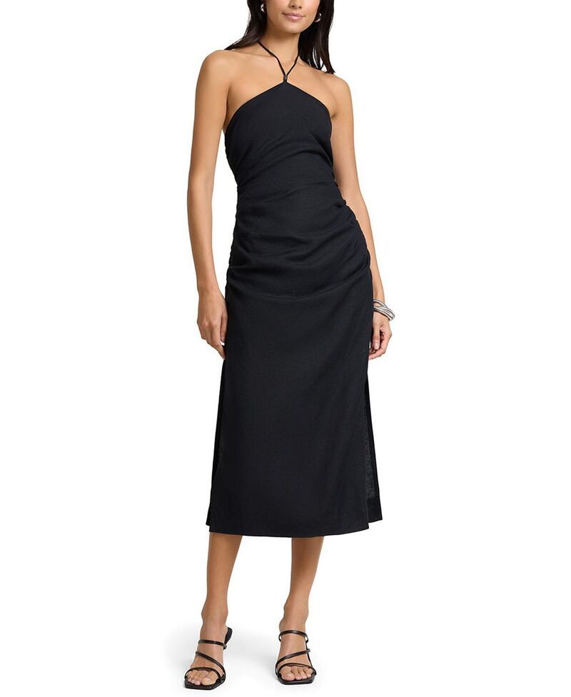 オニア レディース トップス ワンピース ギャザー リネン ホルター Oniair Linen Ruched Halter Dress Black ブラック