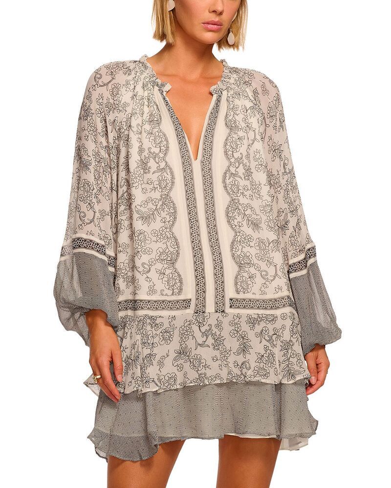 レイミー ブルック レディース トップス ワンピース ミニ シルク Ramy Brook Josephine Silk Mini Dress Boneblack floral ブラック