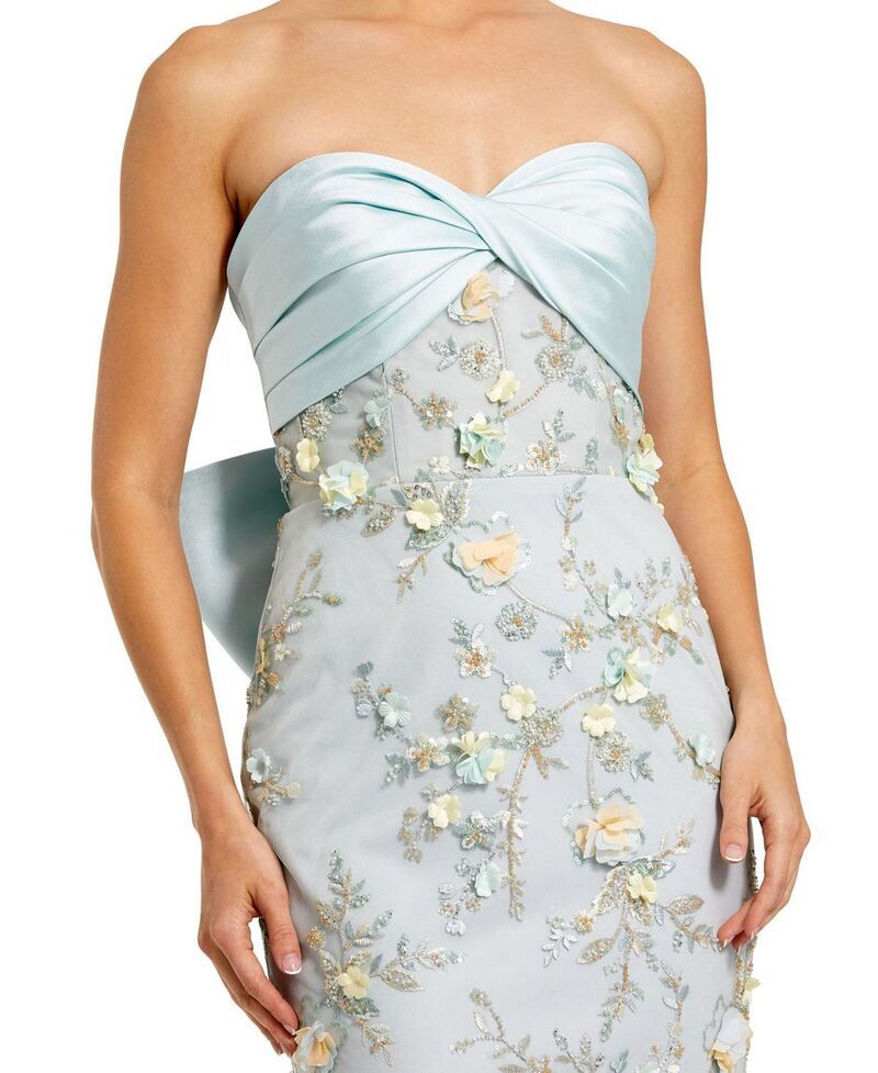 マックダガル レディース トップス ワンピーストラップレス Mac Duggal Straplessweetheart Embellished Gown with Bow Blue ブルー
