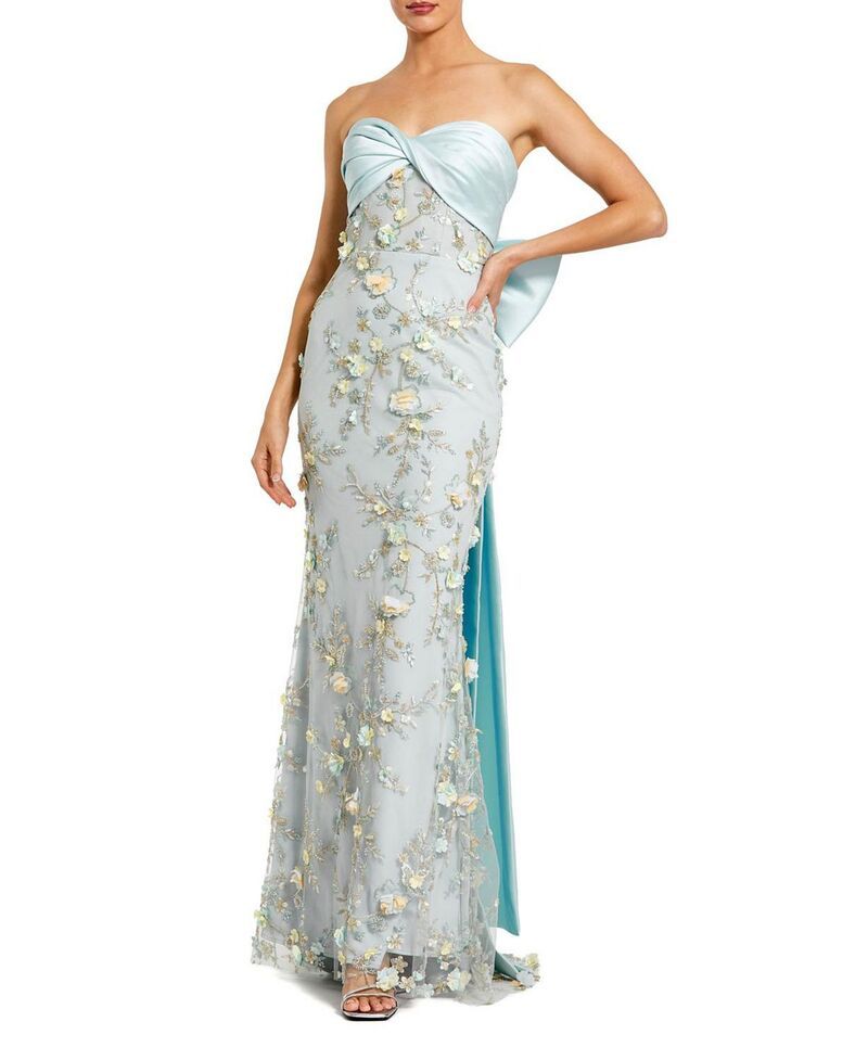 マックダガル レディース トップス ワンピーストラップレス Mac Duggal Straplessweetheart Embellished Gown with Bow Blue ブルー