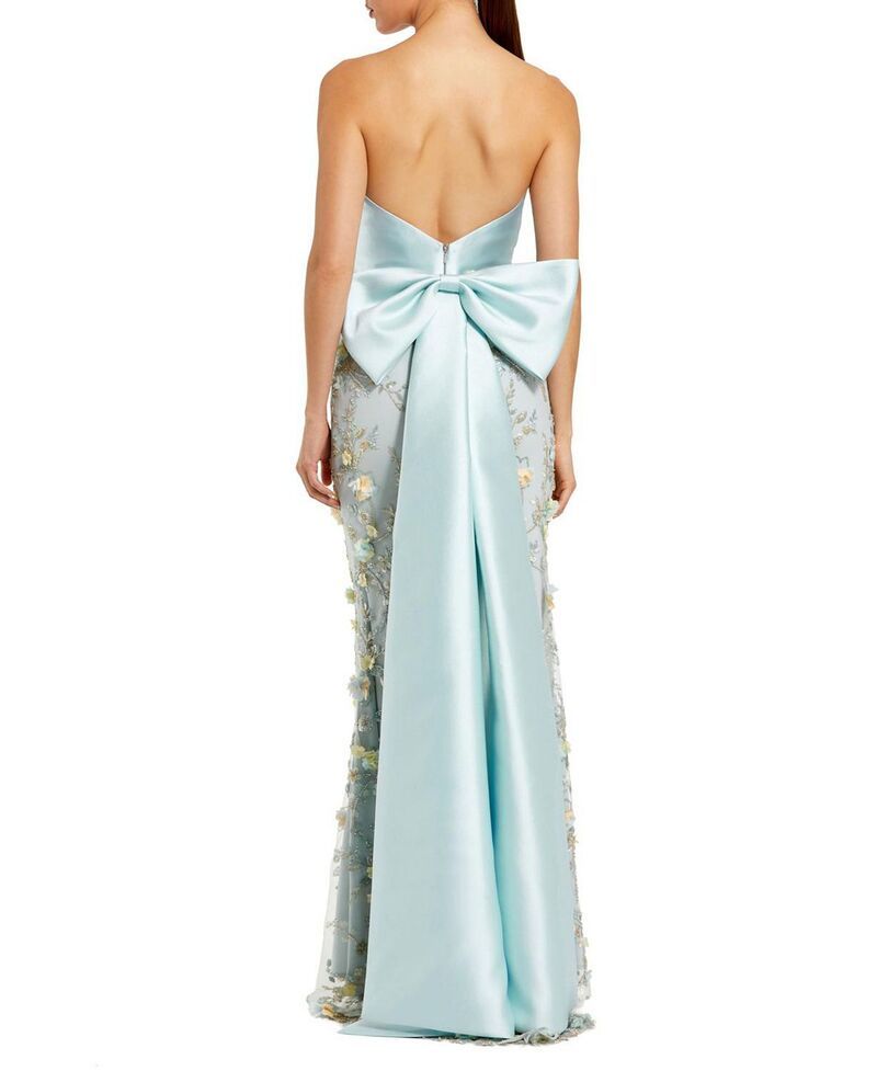 マックダガル レディース トップス ワンピーストラップレス Mac Duggal Straplessweetheart Embellished Gown with Bow Blue ブルー