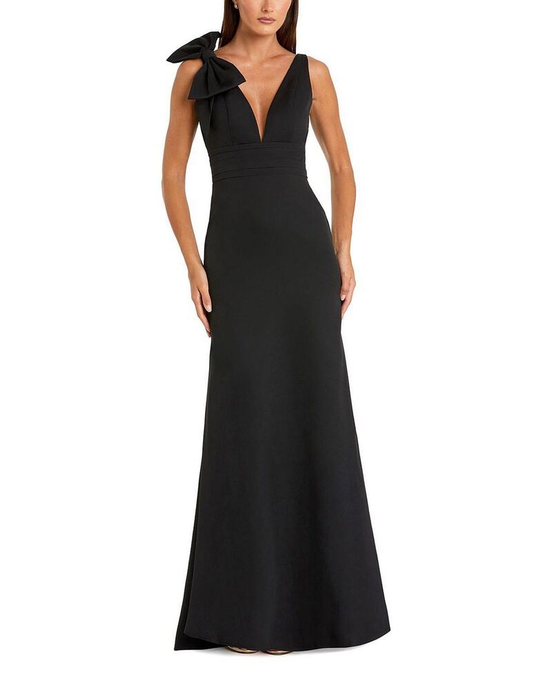 マックダガル レディース トップス ワンピース Vネック プチ ノースリーブ Mac Duggal Petite Sleeveless V Neck Bow Detail Mermaid Gown Black ブラック