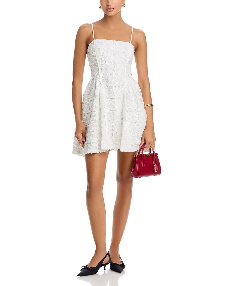 アクア レディース トップス ワンピース ミニ レース AQUA Clover Lace Shaped Mini Dress Exclusive White ホワイト