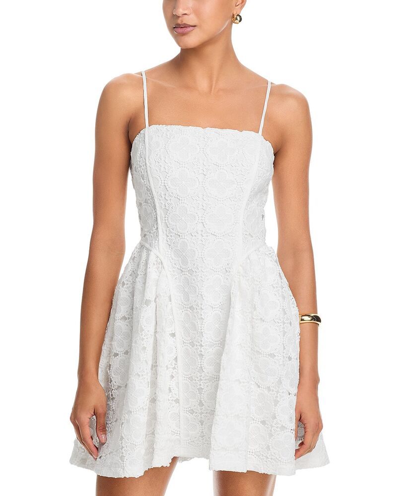 アクア レディース トップス ワンピース ミニ レース AQUA Clover Lace Shaped Mini Dress Exclusive White ホワイト