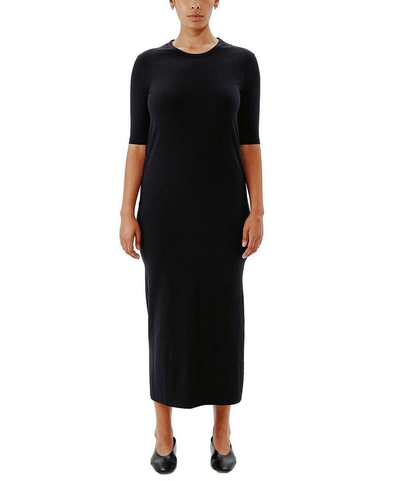 アナザー トゥモロー レディース トップス ワンピース Another Tomorrow Elbow Sleeve Dress Black ブラック