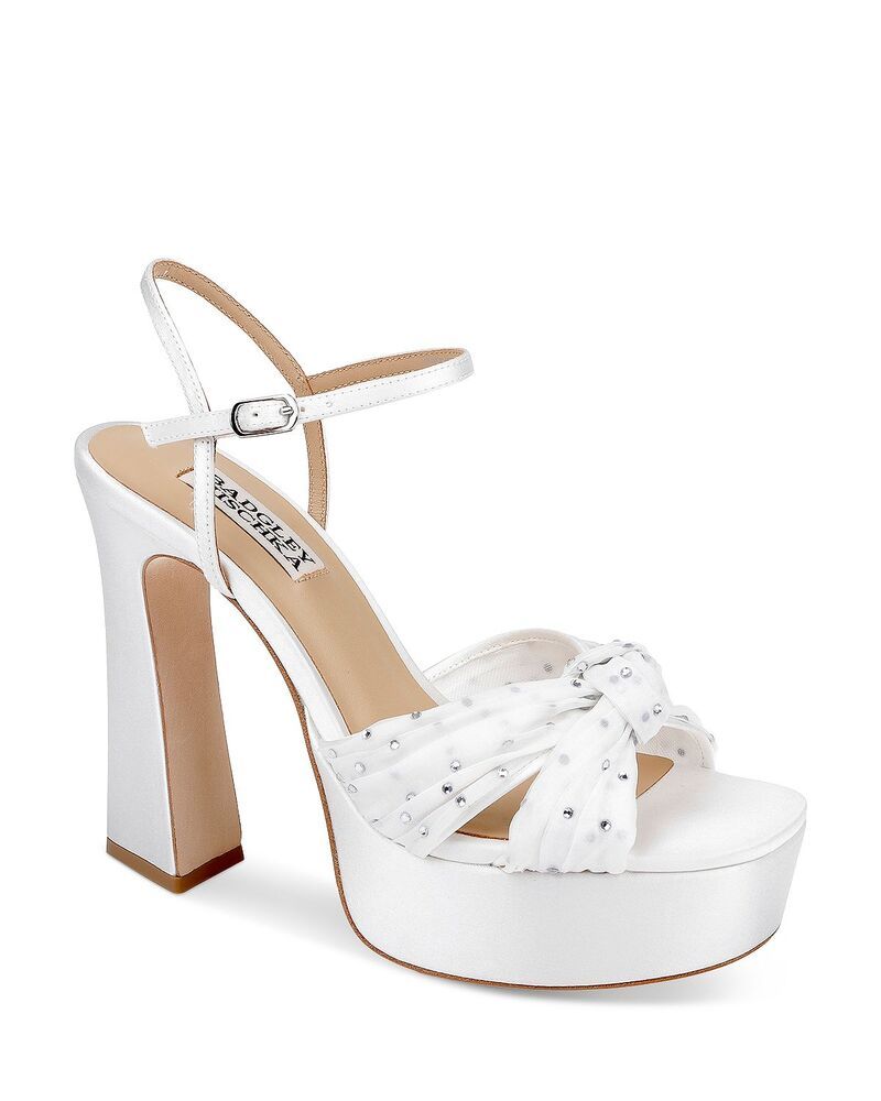バッジェリーミシュカ レディース シューズ サンダル プラットフォーム Badgley Mischka Womens Willabella Platform Sandals White Satin ホワイト