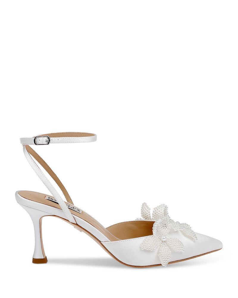 バッジェリーミシュカ レディース シューズ パンプス フラワー柄 フラワー Badgley Mischka Womens Whitman Floral Pumps White Satin ホワイト