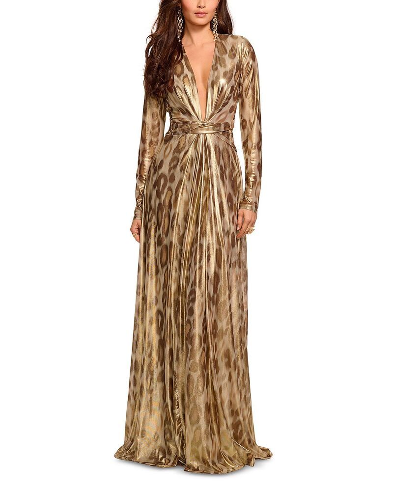 レイミー ブルック レディース トップス ワンピース プリント Ramy Brook Printed Martini Gown Gold Animal ゴールド