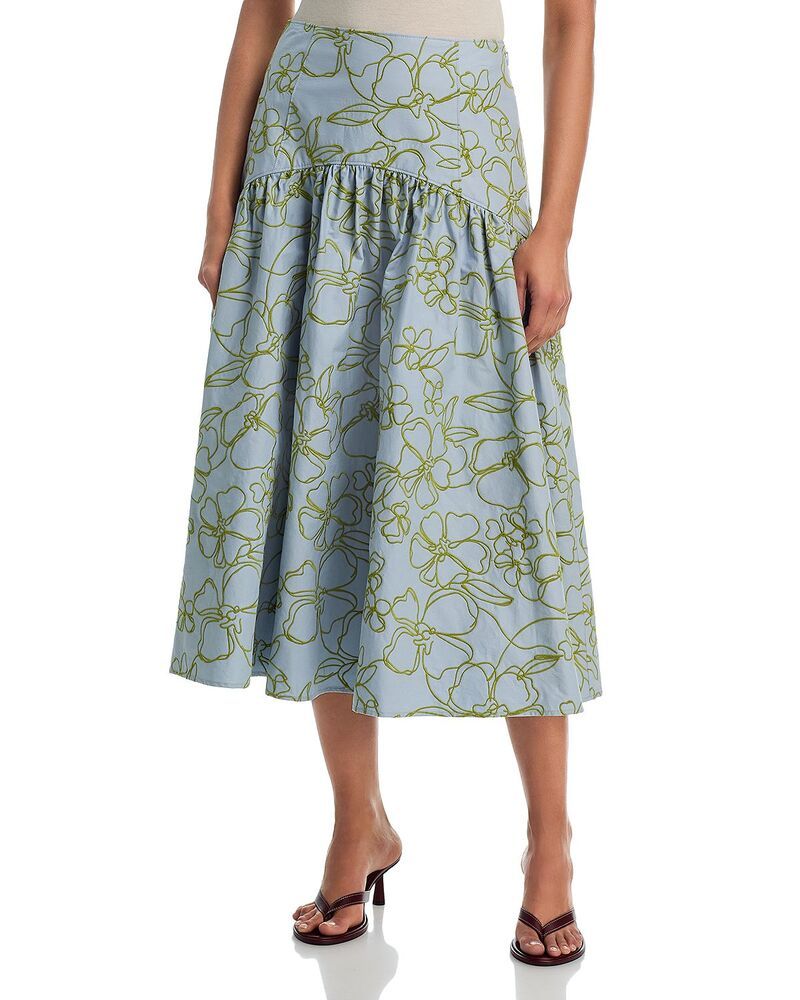 サンク ア セプト レディース ボトムスカート フラワー柄 刺繍 フラワー Cinq Sept Zoannembroidered Floral Skirt Bluebell pear green グリーン