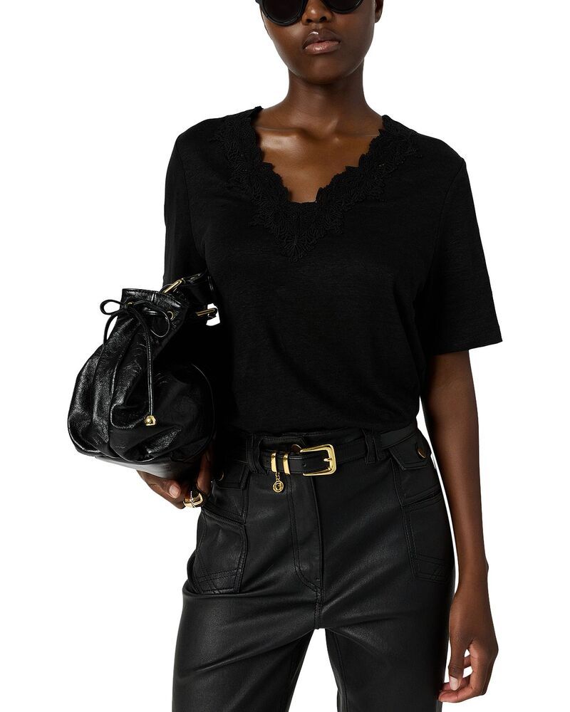ジェラルド・ダレル レディース トップス Tシャツ リネン Gerardarel Maevanelle Linen Tee Black ブラック