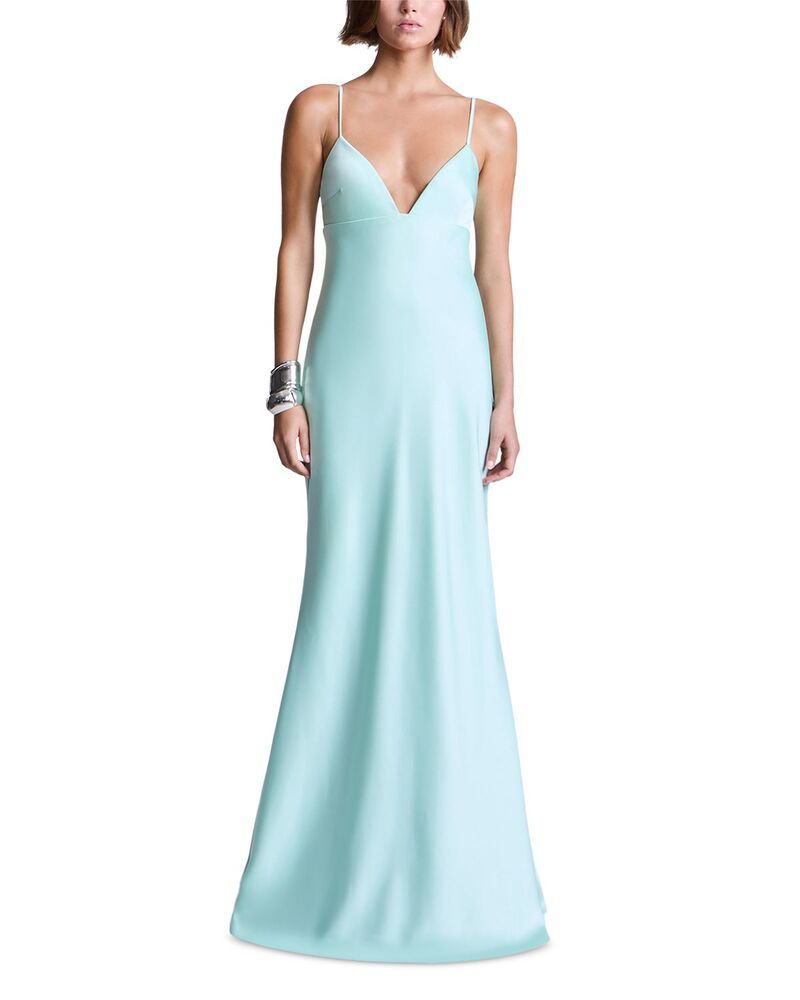 ビーシービージーマックスアズリア レディース トップス ワンピース BCBGMAXAZRIA Faith Plunging Neck Gown Fair Aqua アクア