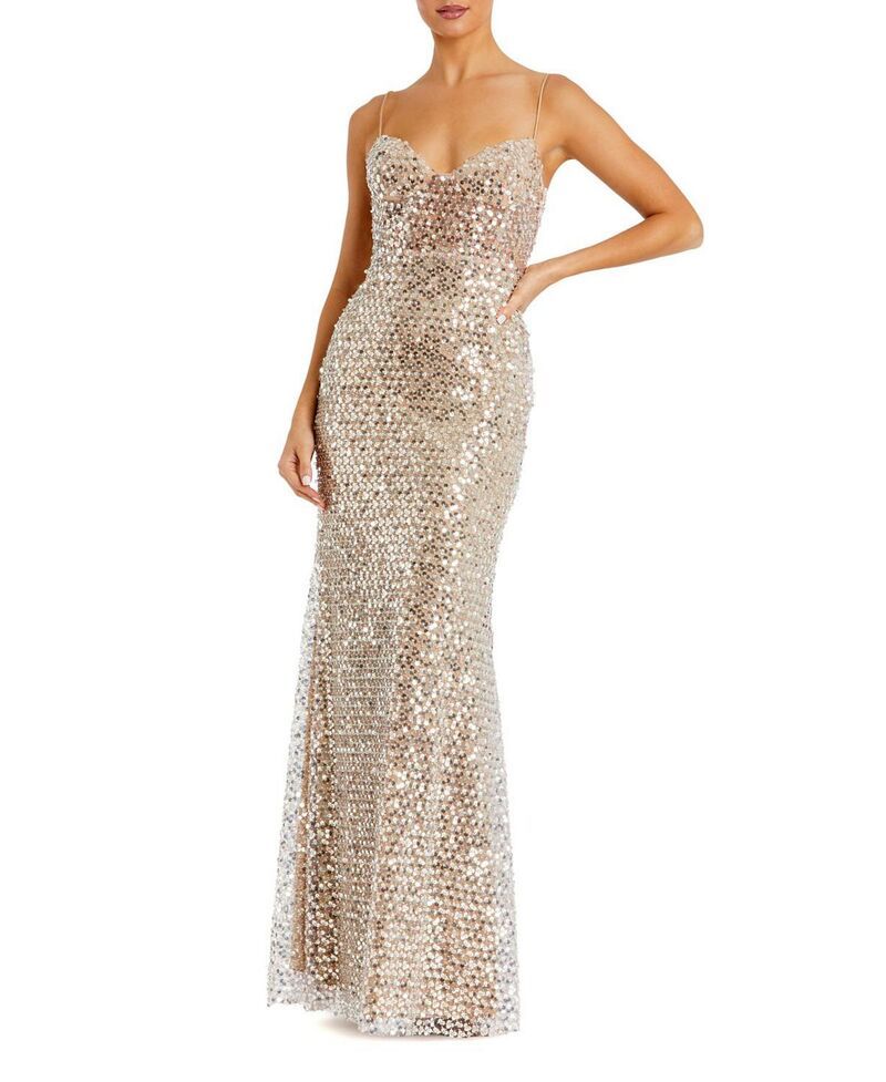 マックダガル レディース トップス ワンピース メッシュ ノースリーブ Mac Duggal Embellished Mesh Sleeveless Bustier Gownude