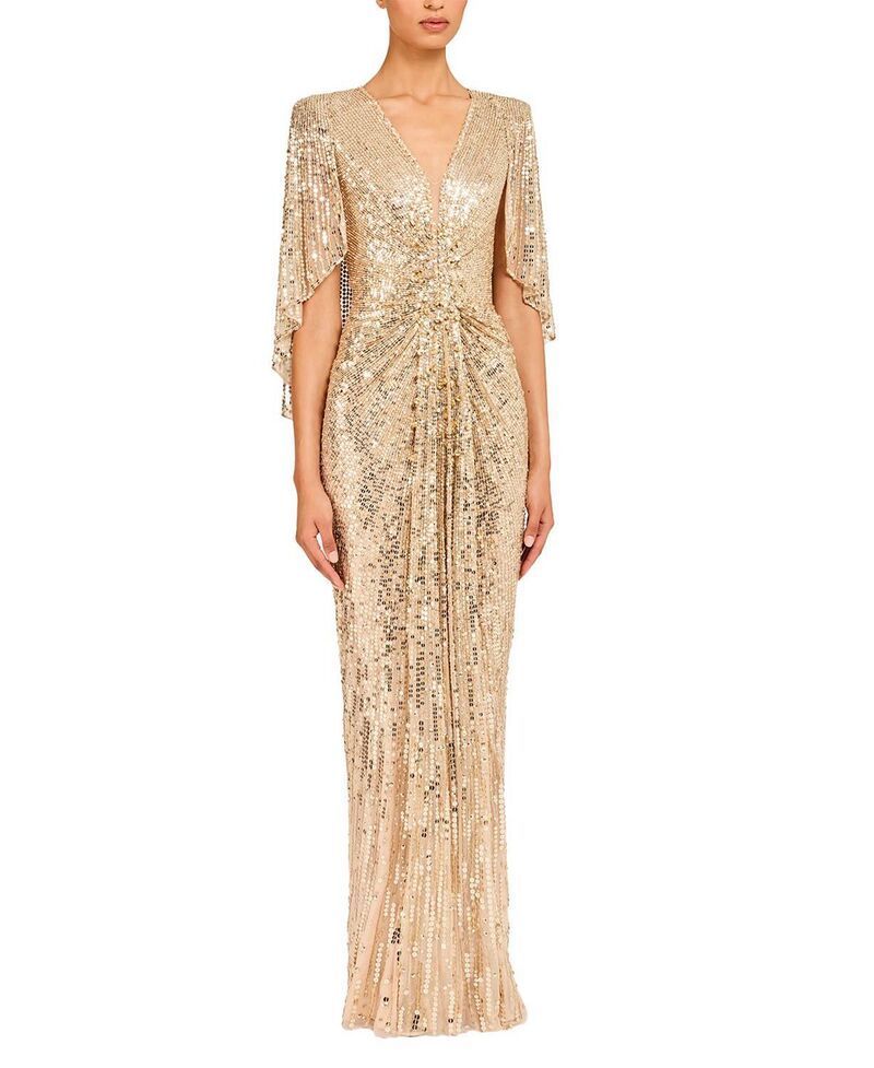 ジェニー・パッカム レディース トップス ワンピースパンコール Jenny Packham Carrie Sequin Embellishedress Illusion Gold ゴールド