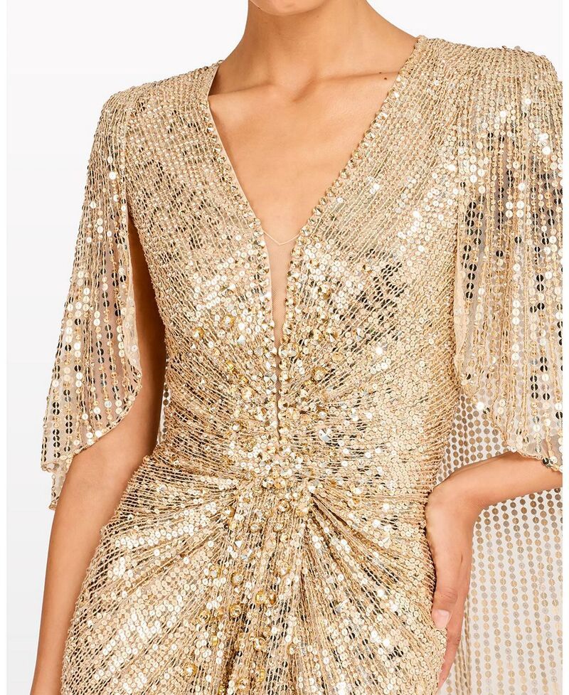 ジェニー・パッカム レディース トップス ワンピースパンコール Jenny Packham Carrie Sequin Embellishedress Illusion Gold ゴールド