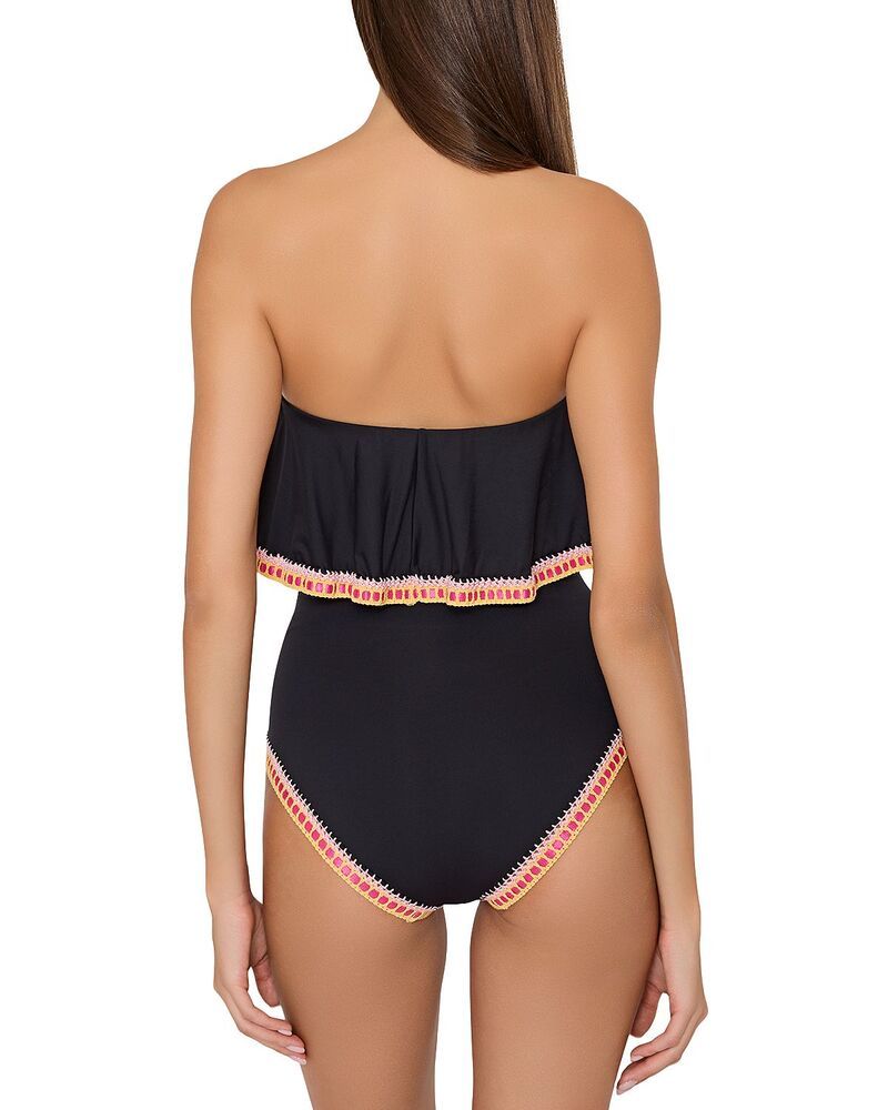 ミリー レディース 水着 上下セット フリル ストラップレス MILLY Strapless Crochet Ruffle One Piece Swimsuit Black Multi ブラック ミリー レディース 水着 上下セット フリル ストラップレス MILLY Strapless Crochet Ruffle One Piece Swimsuit Black Multi ブラック