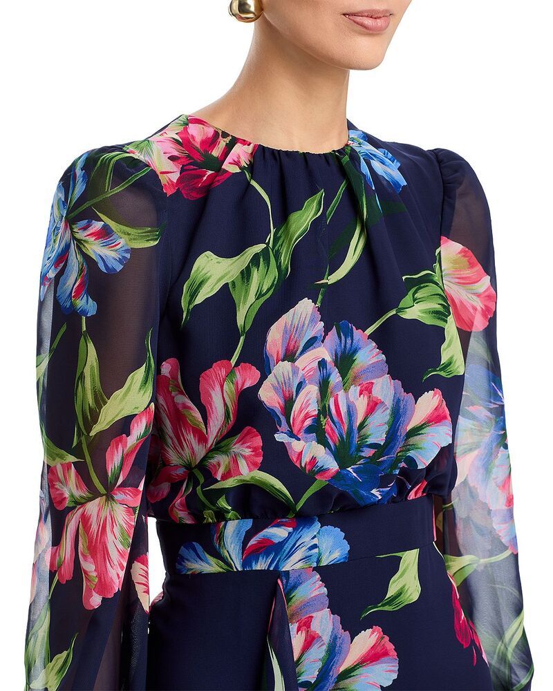 エリザジェイ レディース トップス ワンピース フリル Eliza J Long Sleeve Cascade Ruffle Dress Navy ネイビー
