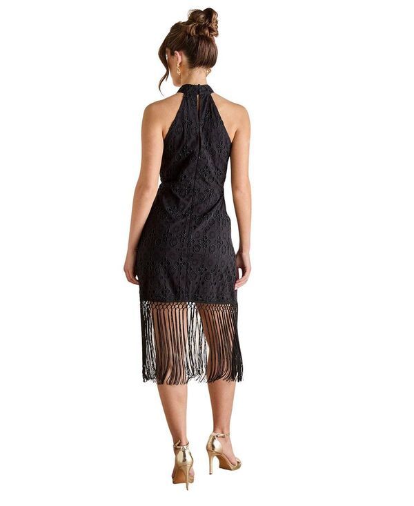 コースト レディース トップス ワンピース フリンジ ホルター Coast Broderiembellished Fringe Halter Dress Black ブラック
