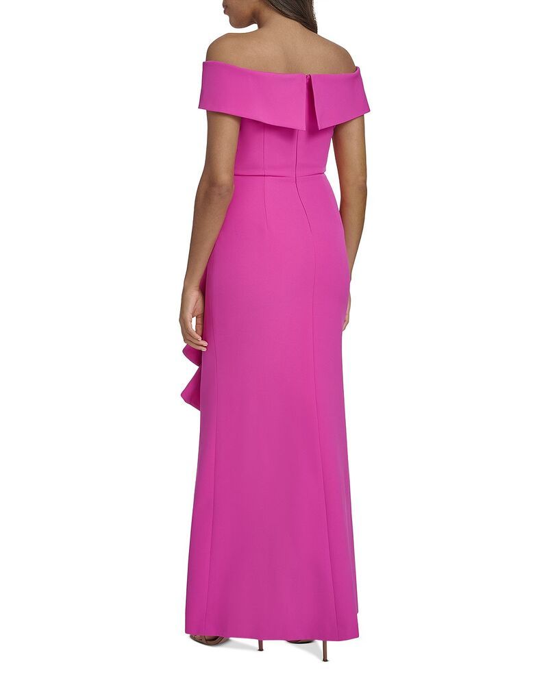 エリザジェイ レディース トップス ワンピース フリル Eliza J Off The Shoulderuffle Mermaid Gown Hot Pink ピンク