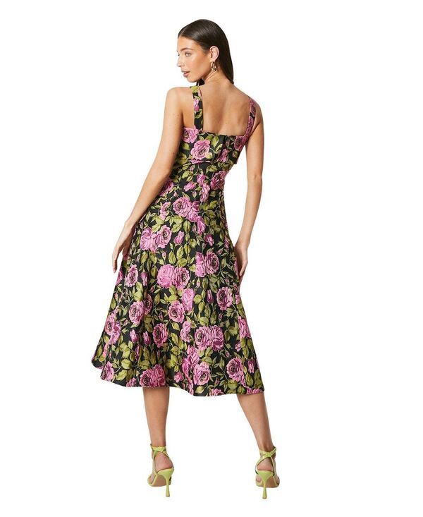 コースト レディース トップス ワンピース ミディ Coast Wide Strap Jacquard Midi Dress Black ブラック