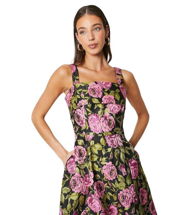 コースト レディース トップス ワンピース ミディ Coast Wide Strap Jacquard Midi Dress Black ブラック