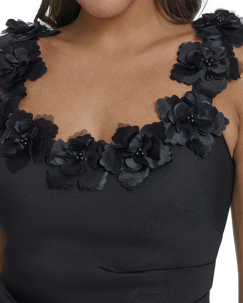 エリザジェイ レディース トップス ワンピース フラワー柄 フラワー Eliza J Floral 3D Appliqu Cocktail Dress Black ブラック
