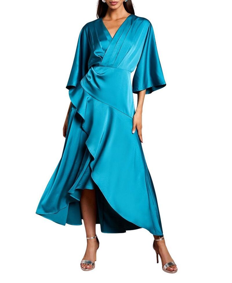コースト レディース トップス ワンピース クレープ フリル ミディ サテン Coast Satin Crepe Ruffle Wrap Midi Dress Teal ティール