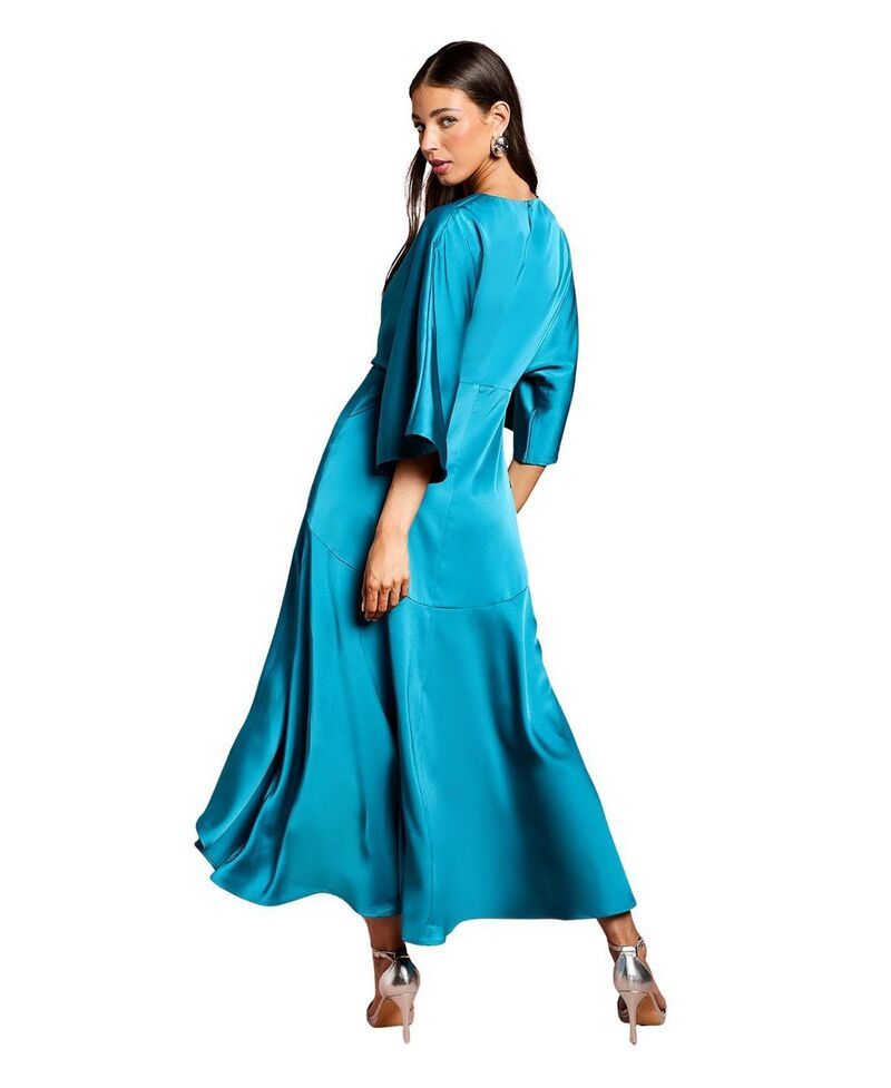 コースト レディース トップス ワンピース クレープ フリル ミディ サテン Coast Satin Crepe Ruffle Wrap Midi Dress Teal ティール