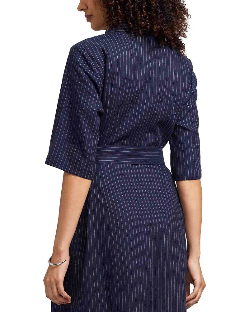 フォックスクラフト レディース トップス ワンピース Foxcroft Aniston Stripe Dress Navy White ホワイト